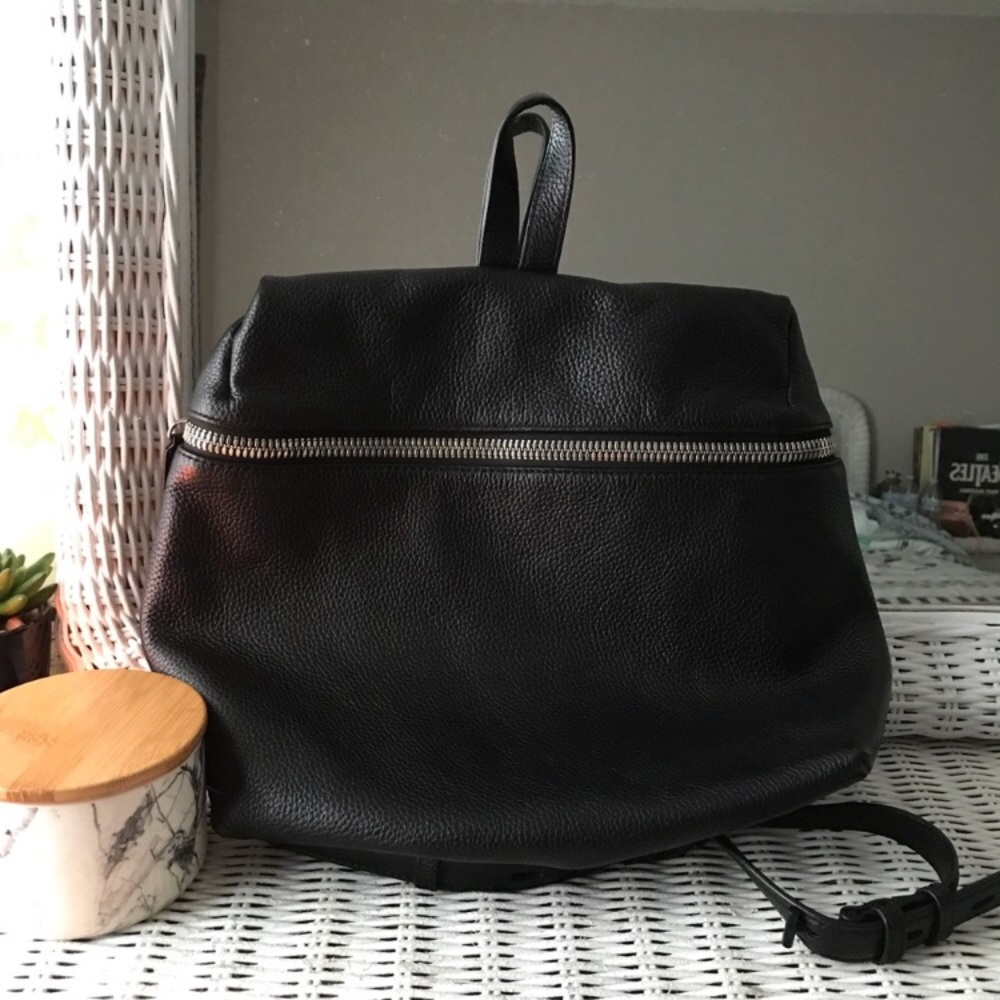 FLAWLESS! KARA medium size black leather backpack